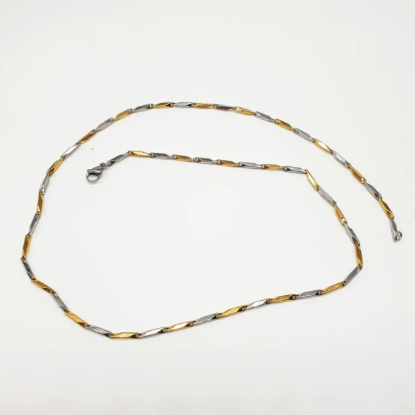 İnce Model Altın ve Gümüş Renk Erkek Zincir - 8