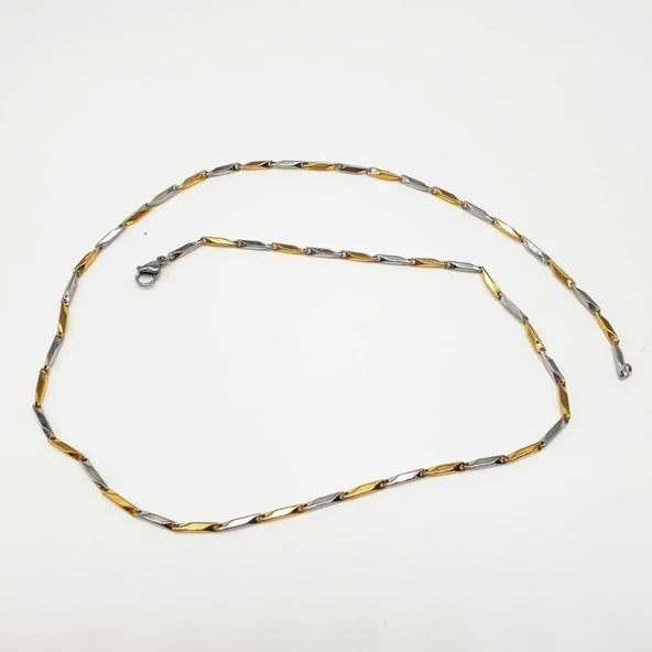 İnce Model Altın ve Gümüş Renk Erkek Zincir - 10