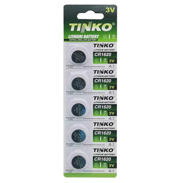 TİNKO Pil Düğme 1620 3V 5Li Paket