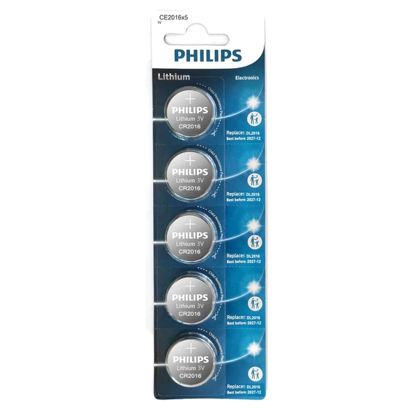 PHILIPS Pil Düğme 2016 3V 5Li Paket