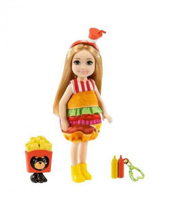 Barbie Kostümlü Chelsea ve Hayvancığı Oyun Seti Hamburger GRP69