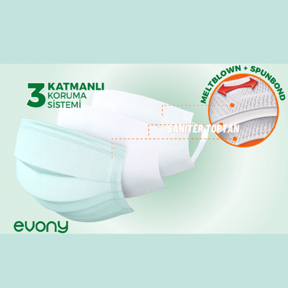 Evony Cerrahi Maske 10 Lu 5 Paket = 50 Adet Hayat Kimya - 5