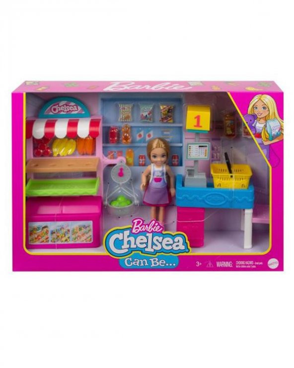 Barbie Chelsea Meslekleri Öğreniyor Market Çalışanı ve Oyun Seti GTN67