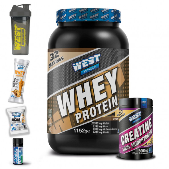 West Whey Protein Tozu 1152 gr  Kreatin Monohidrat 100 gr Paketi 3 HEDİYELİ