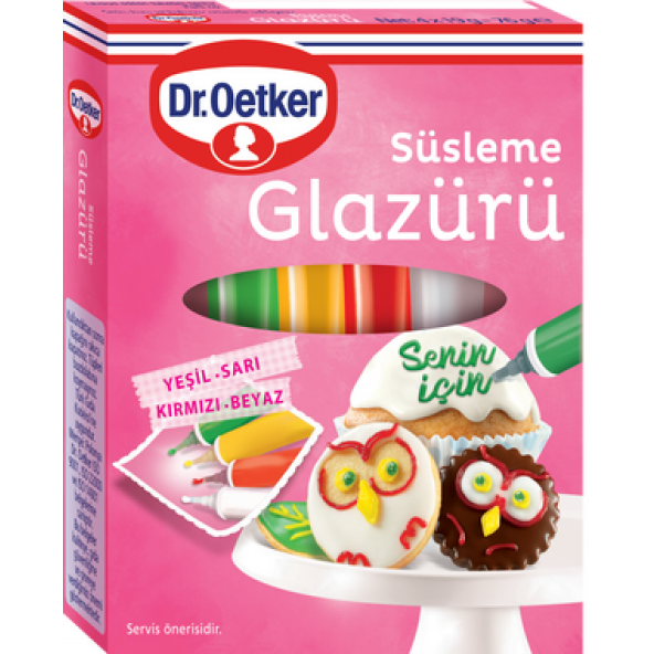 Dr. Oetker Süsleme Glazürü (4 Tüp X19 G.) + Pembe Pudra Şekeri 2 Paket X 15 G.) - 2