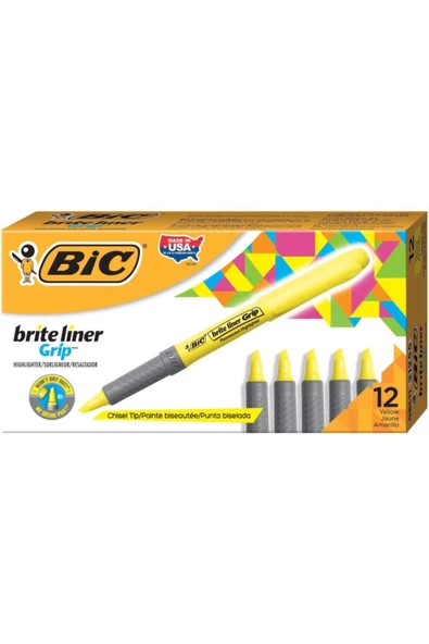 Bic Brite Liner Grip Fosforlu Kalem Sarı