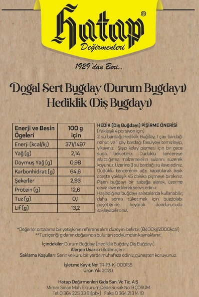 Hatap Hediklik Buğday (Diş Buğdayı) 500 gr - 2