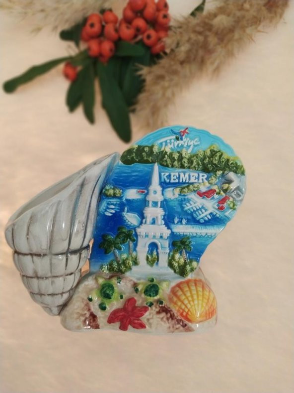 Hdmarketim Otantik Seramik Peçetelik Kürdanlık Kemer Temalı El İşi Boyama - 2