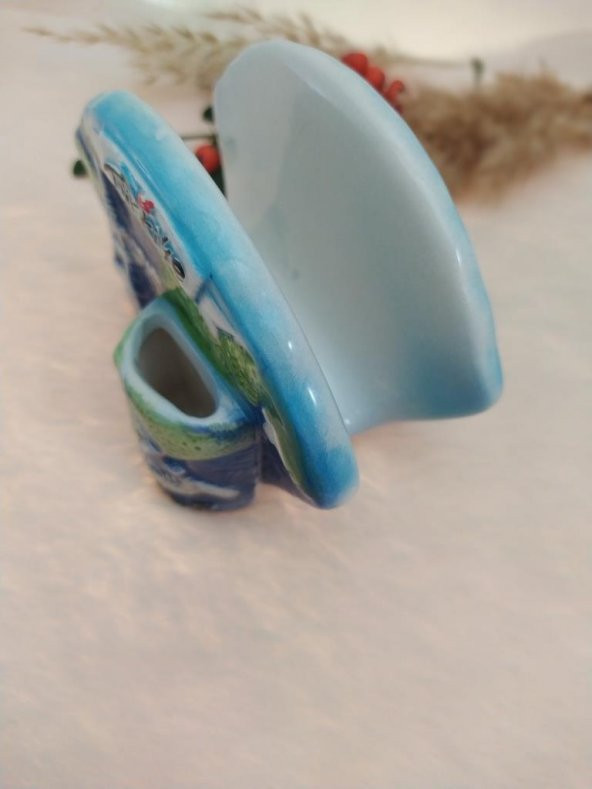 Hdmarketim Otantik Seramik Peçetelik Kürdanlık Antalya Temalı El İşi Boyama - 2