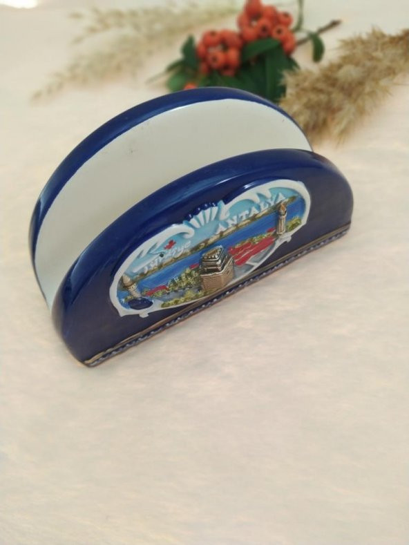 Hdmarketim Otantik Seramik Peçetelik Kemer Temalı El İşi Boyama - 4