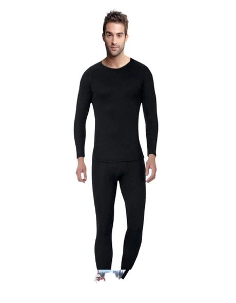 Tutku Erkek Kışlık İnterlok Pamuk'lu Alt Üst İçlik Set  - 1 Set  Siyah XXL - XXXL - 2