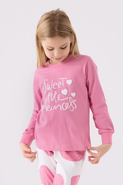 Roly Poly 3470 Sweet Little Princess Kız Çocuk Karanfil Uzun Kol Pijama Takım - Resim 2