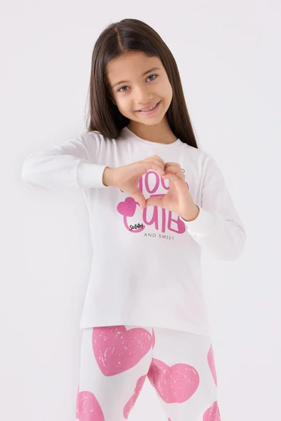 Roly Poly 3471 Garson Kız Çocuk Krem Uzun Kol Pijama Takım - 2
