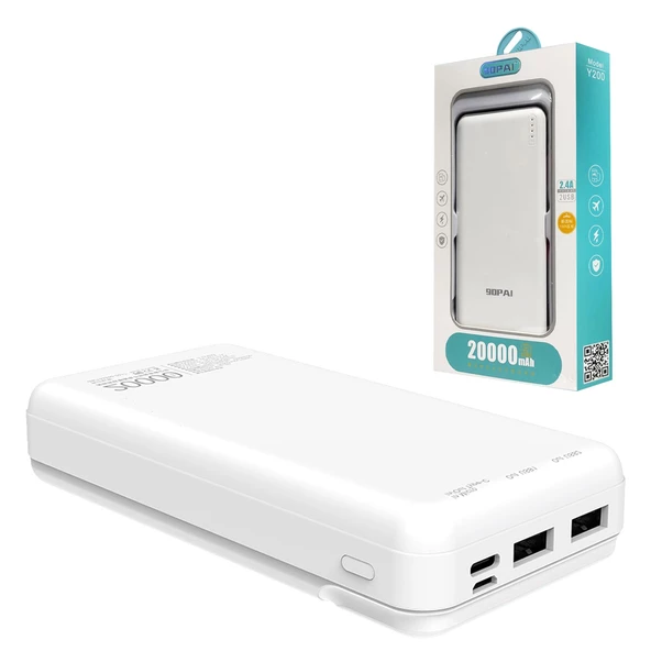 POWERBANK 20000 MAH 2XUSB MICRO TYPE-C GİRİŞLİ 90PAI Y-200