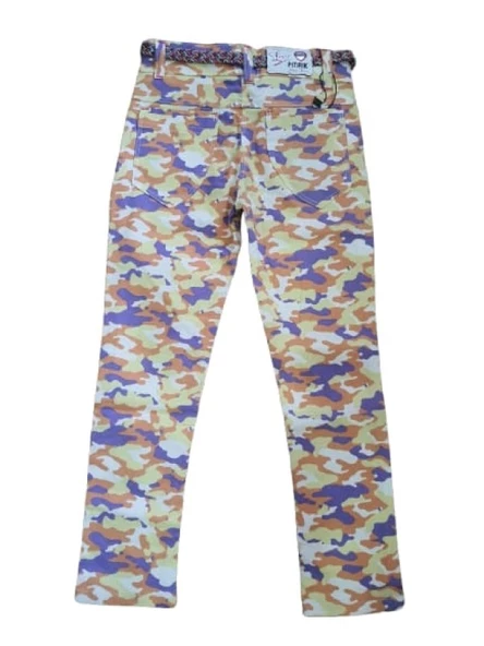 Pıtırık P00029 Çocuk Kız Desenli Likralı Kot Pantolon - 6