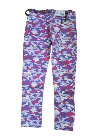 Pıtırık P00029 Çocuk Kız Desenli Likralı Kot Pantolon - 3