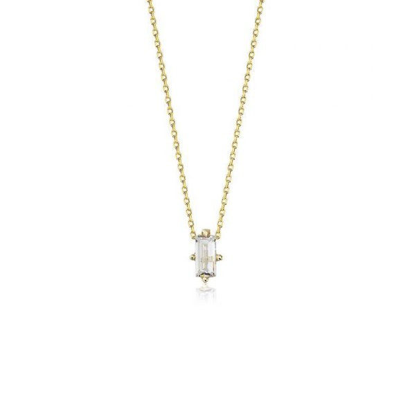 14 Ayar Altın Baget Tektaş Kolye ürün görseli