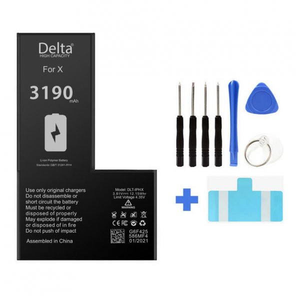 Delta Mobile Apple iPhone X 3190mAh Yüksek Kapasite Batarya