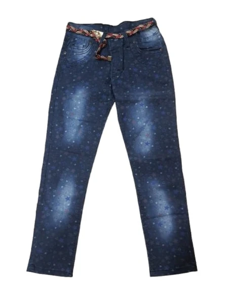 Pıtırık P01197 Çocuk Kız Çiçekli Baskılı Kot Pantolon - Resim 3