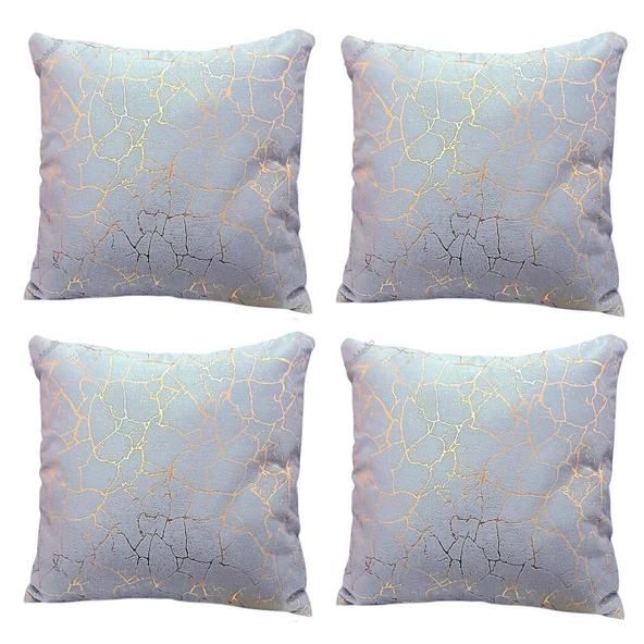 Altın Varaklı Yaldızlı Dekoratif Şık 4'lü Kırlent Kılıfı (4 Adet)