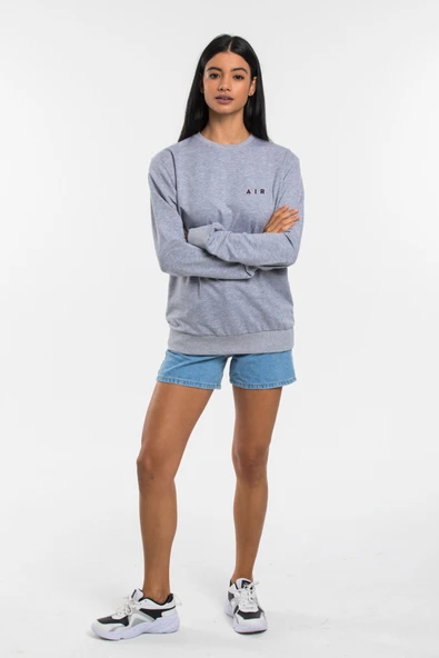 Kadın Bisiklet Yaka Regular Kalıp İnce AR  Baskılı Sweatshırt SPR24SWK124 - Resim 10