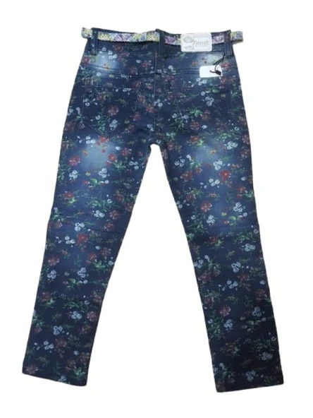 Pıtırık P00030 Çocuk Kız Çiçekli Kot Pantolon - Resim 2