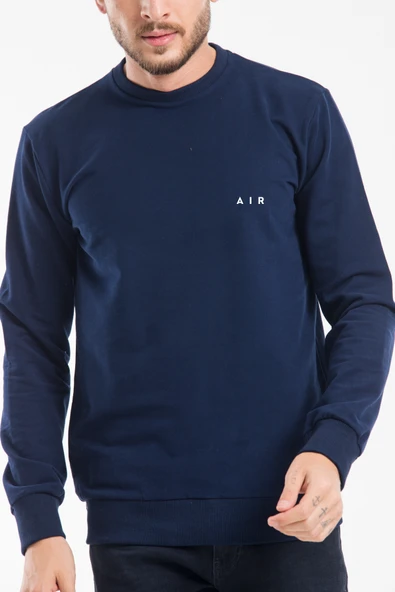 Erkek Bisiklet Yaka Regular Kalıp İnce AR Baskılı Sweatshırt SPR24SW124 - 9