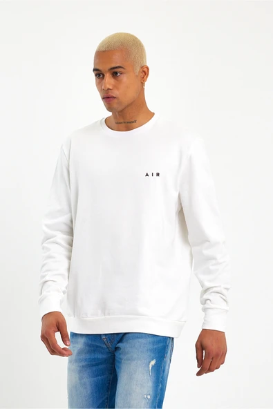 Erkek Bisiklet Yaka Regular Kalıp İnce AR Baskılı Sweatshırt SPR24SW124 - 5