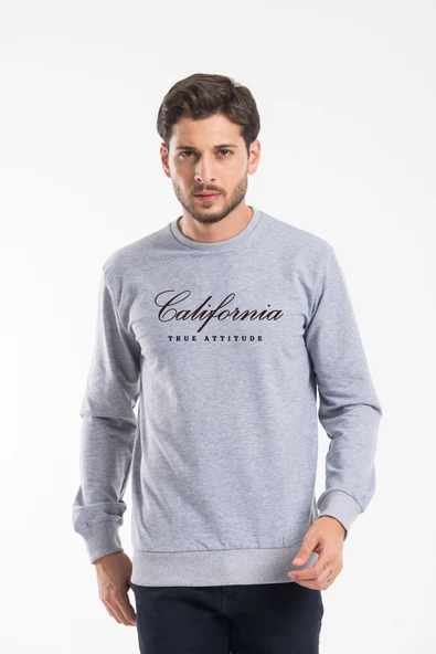 Süperlife Erkek Bisiklet Yaka Regular Kalıp İnce Californıa  Baskılı Sweatshırt SPR24SW125 - 7