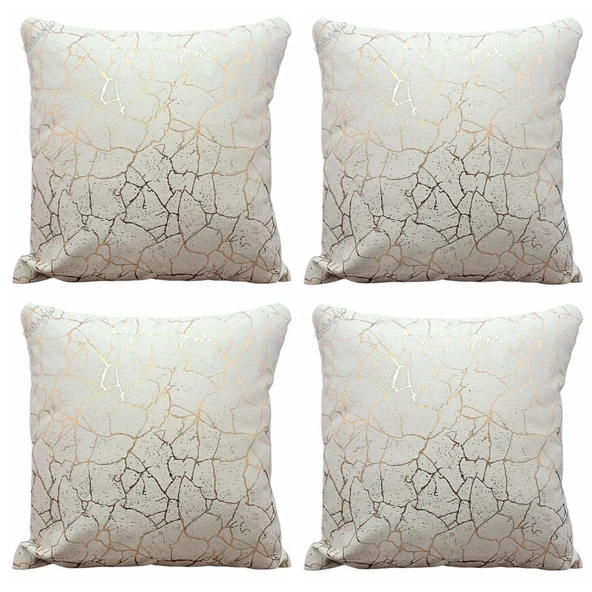 Altın Varaklı Yaldızlı Dekoratif Şık 4'lü Kırlent Kılıfı (4 Adet)