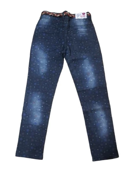 Pıtırık P01197 Çocuk Kız Çiçekli Baskılı Kot Pantolon - 4