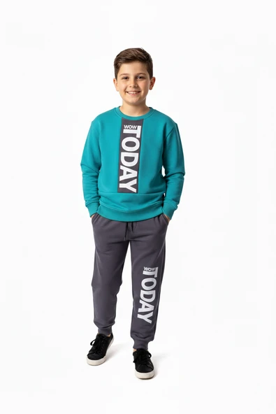 3iplik İçi Polarlı Today Baskılı Erkek Çocuk Eşofman MNK416193 - 2