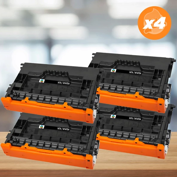 Hp 147X W1470X Muadil Toner - Çipli 4'lü Paket / LaserJet Enterprise Flow MFP M634 / M635 / M636 / M610 / M611 / M612 / M634 / M635 / M636