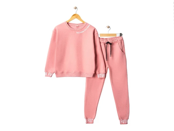 3iplik İçi Polarlı Baskılı Kız Çocuk Eşofman MNK416053 - Resim 13