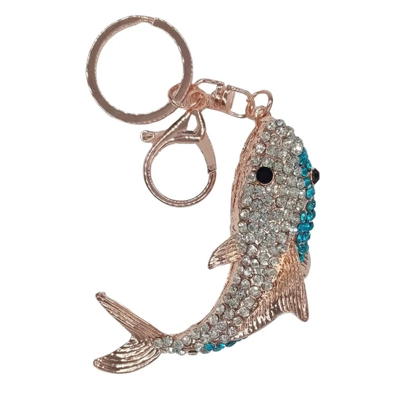 Kristal Taşlı Mavi Köpekbalığı Anahtarlık No.2 - Resim 2