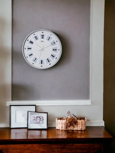 Galaxy 221-G-1 Serisi Eskitme Metal Görünümlü Sessiz Akar Modern Duvar Saati 30 cm - Resim 4