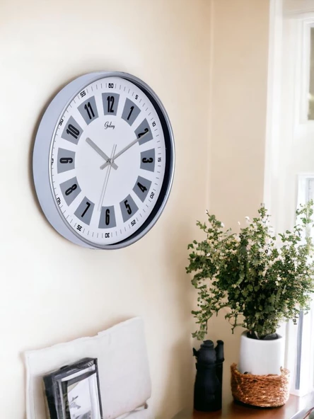Galaxy 221-G-1 Serisi Eskitme Metal Görünümlü Sessiz Akar Modern Duvar Saati 30 cm - Resim 3