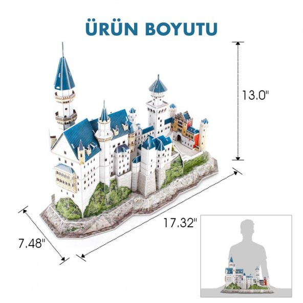 National Geographic 121 Parça 3D Puzzle Neuschwanstein Kalesi - Resim 2