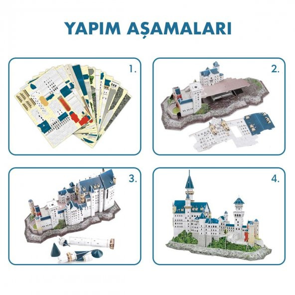 National Geographic 121 Parça 3D Puzzle Neuschwanstein Kalesi - Resim 4