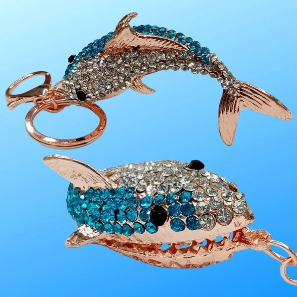 Kristal Taşlı Mavi Köpekbalığı Anahtarlık No.2 - Resim 5