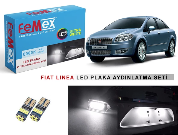 Fiat Linea LED Plaka Aydınlatma Ampul Seti FEMEX Parlak Beyaz