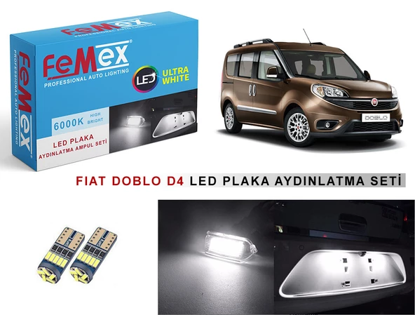 Fiat Doblo D4 LED Plaka Aydınlatma Ampul Seti FEMEX Parlak Beyaz