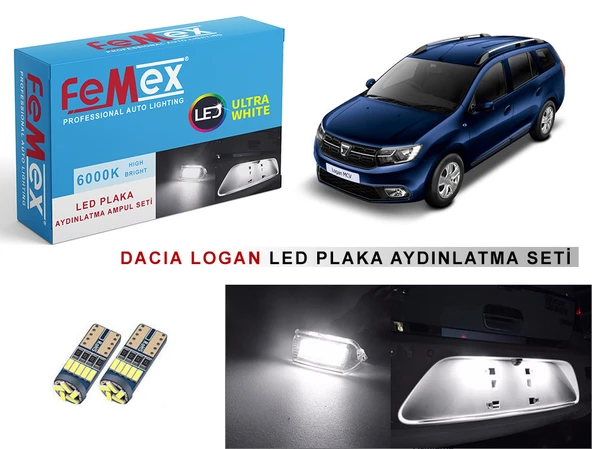 Dacia Logan LED Plaka Aydınlatma Ampul Seti FEMEX Parlak Beyaz