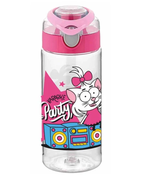 Kral Şakir Desenli Pembe Tritan Matara 500 Ml