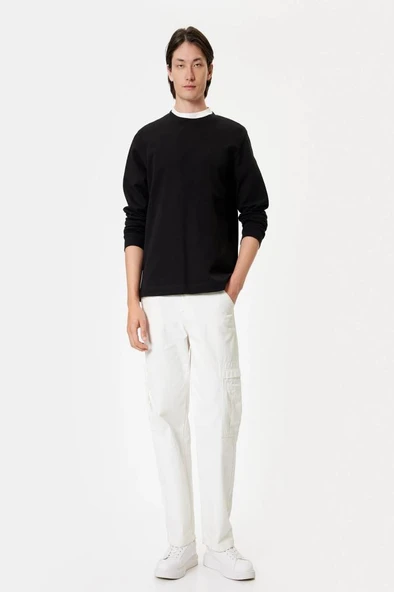 Koton Bisiklet Yaka Sweatshirt Basic Uzun Kollu Pamuklu - Resim 2