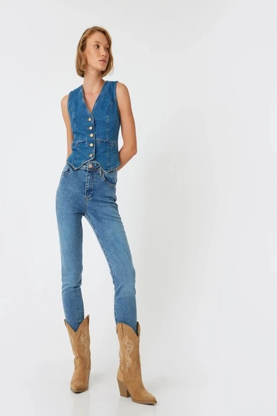 Koton Yüksek Bel Kot Pantolon Skinny Push Up Fit - Skinny Jean - 2