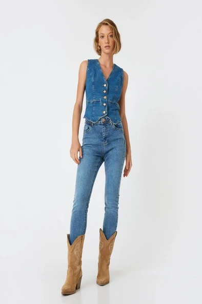 Koton Yüksek Bel Kot Pantolon Skinny Push Up Fit - Skinny Jean