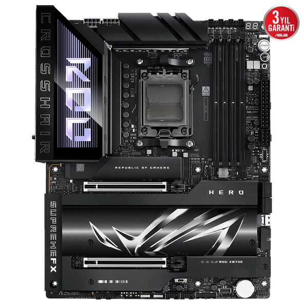 ASUS - ROG CROSSHAIR X870E HERO, 4xDDR5, 5xM.2, HDMI, DP, Type-C, PCIe 5.0, 2xWi-Fi 7, Bluetooth v5.4, AMD Ryzen 9000-8000 ve 7000 Serisi, AM5 Soket Anakart - 2
