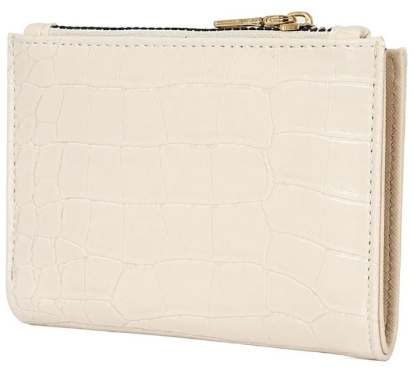 Tonny Black Orijinal Kadın Krem Timsah Derisi Croco Desenli Mıknatıslı Kimlik Bölmeli Kredi Kartlıklı Bozuk Para Gözlü Mini Kroko Kartlık Cüzdan - Resim 2