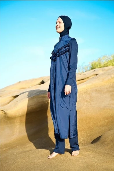 Marina Tam Kapalı Mayo 1998 - Lacivert - Resim 2